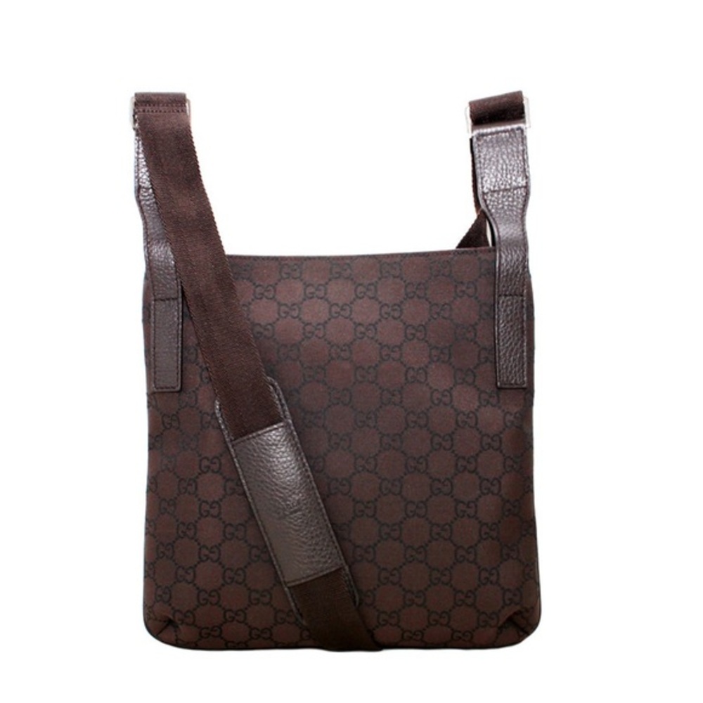 Gucci GG Nylon Crossbody Messenger Bag- Chocolate Brown